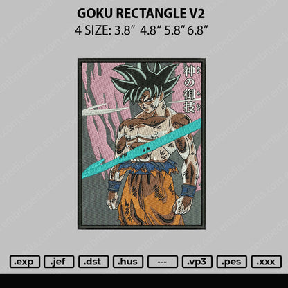 Goku Rectangle V2 Embroidery File 4 size