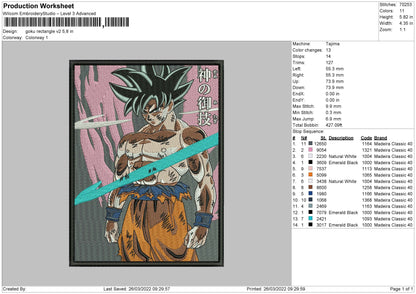 Goku Rectangle V2 Embroidery File 4 size