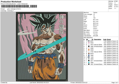 Goku Rectangle V2 Embroidery File 4 size