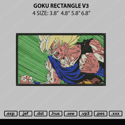 Goku Recatngle V3 Embroidery File 4 size