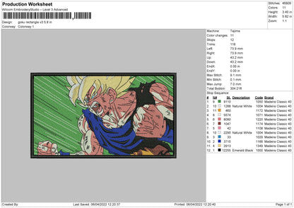 Goku Recatngle V3 Embroidery File 4 size