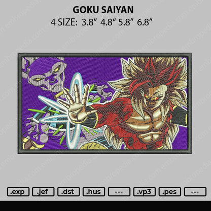 Goku Saiyan Embroidery File 4 size
