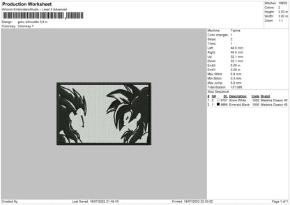 Goku Silhouette Embroidery File 4 sizes