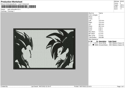 Goku Silhouette Embroidery File 4 sizes