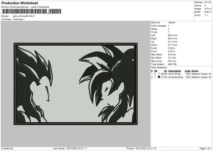 Goku Silhouette Embroidery File 4 sizes