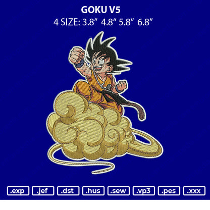Goku V5 Embroidery File 4 size