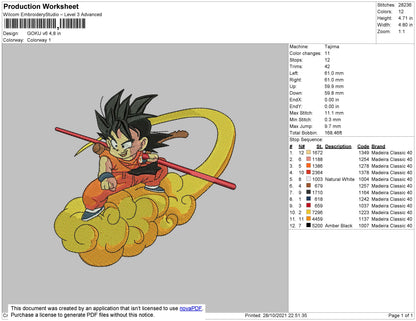 Goku V6 Embroidery File 4 size