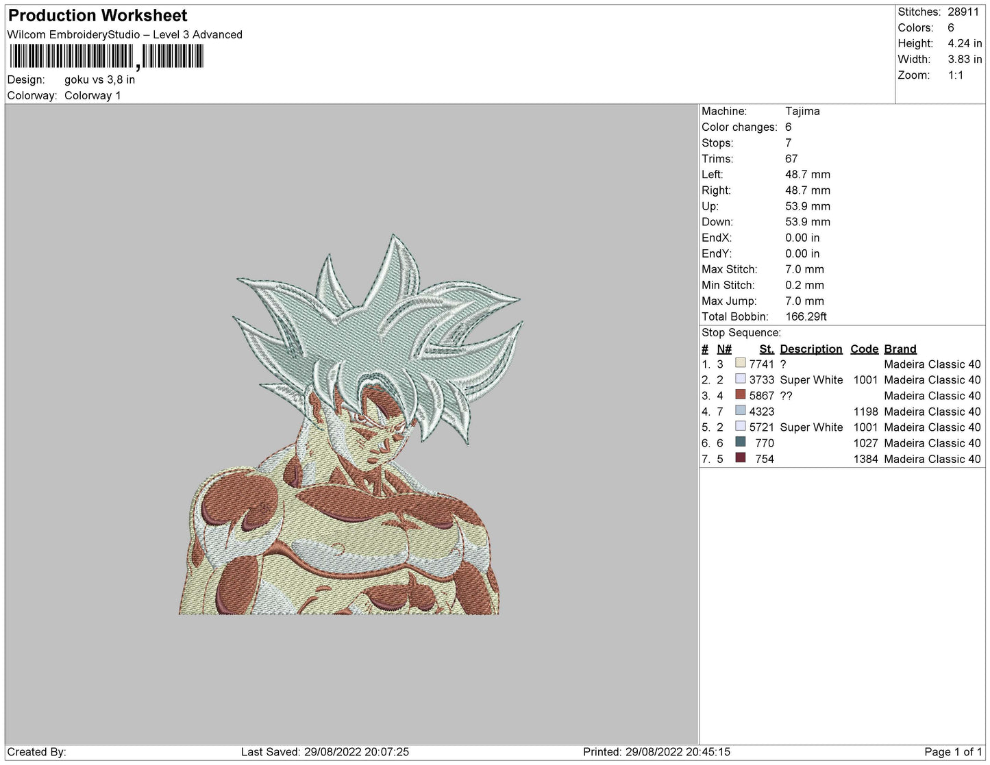 Goku Vs Embroidery File 5 sizes