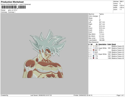 Goku Vs Embroidery File 5 sizes