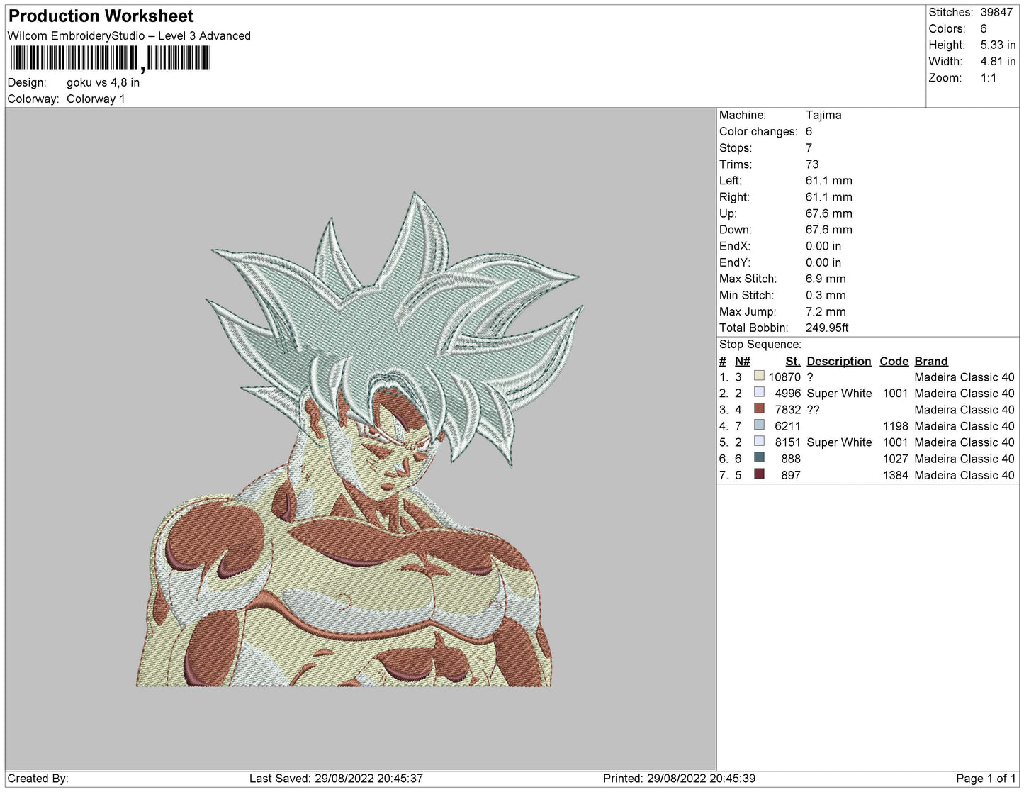 Goku Vs Embroidery File 5 sizes