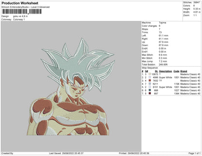 Goku Vs Embroidery File 5 sizes