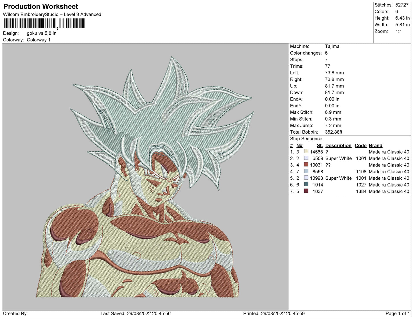 Goku Vs Embroidery File 5 sizes