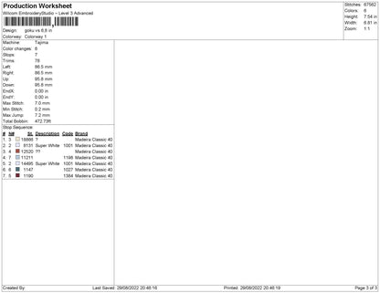 Goku Vs Embroidery File 5 sizes