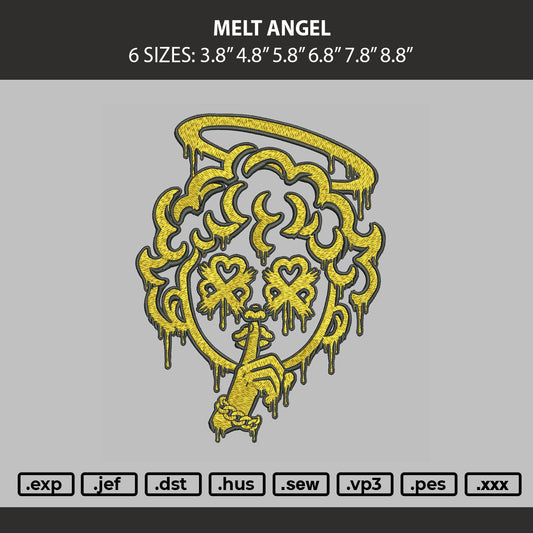 Melt Angel Embroidery Machine Design File 6 sizes