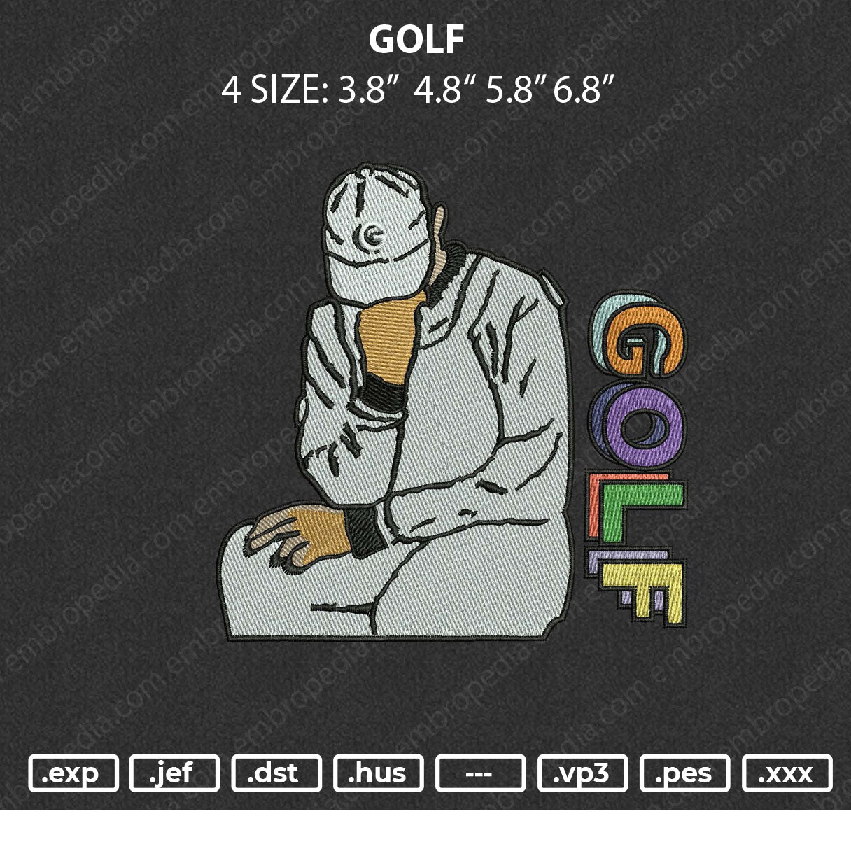 Golf Embroidery File 4 size