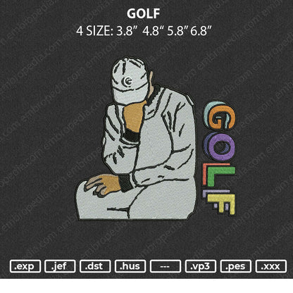 Golf Embroidery File 4 size