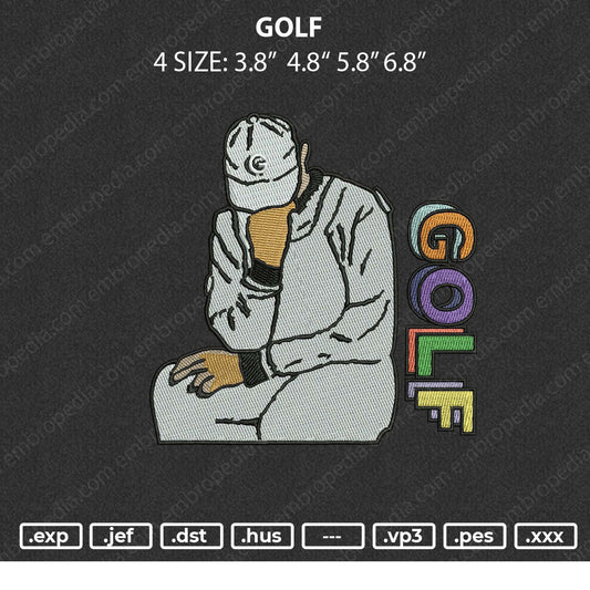 Golf Embroidery File 4 size