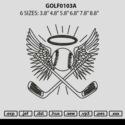 Golf0103a Embroidery File 6 sizes