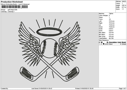 Golf0103a Embroidery File 6 sizes