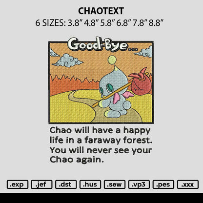 Chaotext Embroidery File 6 sizes