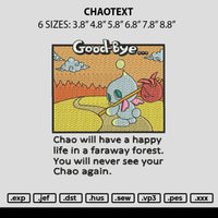 Chaotext Embroidery File 6 sizes
