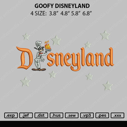 Goofy Disneyland Embroidery File 4 size
