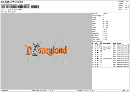 Goofy Disneyland Embroidery File 4 size
