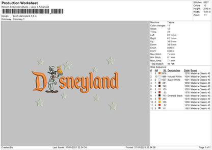Goofy Disneyland Embroidery File 4 size