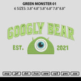 Green Monster 01 Embroidery File 6 sizes