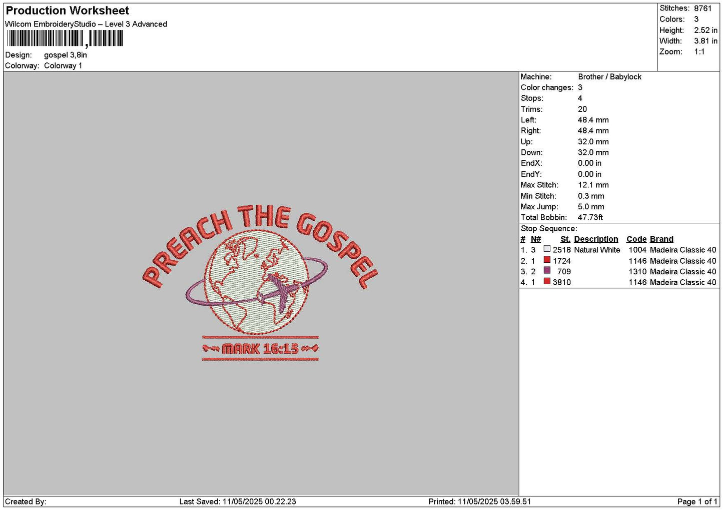 Gospeltext Embroidery File 6 sizes