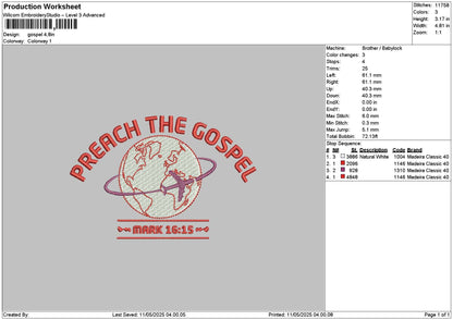 Gospeltext Embroidery File 6 sizes