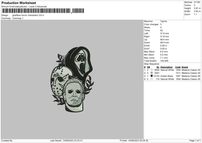 Gostface Horror Embroidery File 6 sizes