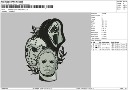 Gostface Horror Embroidery File 6 sizes