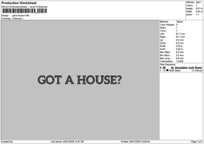 Housetext 1901 Embroidery File 6 sizes