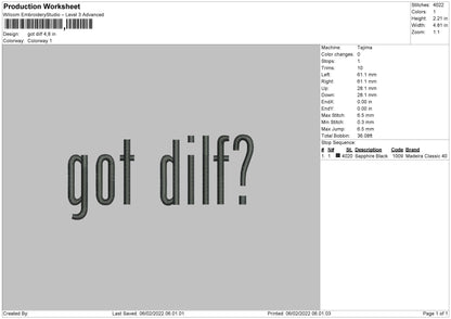 Got Dilf Embroidery File 4 size