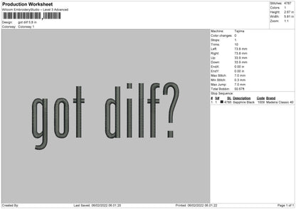 Got Dilf Embroidery File 4 size