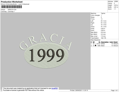 Gracia Embroidery File 4 size
