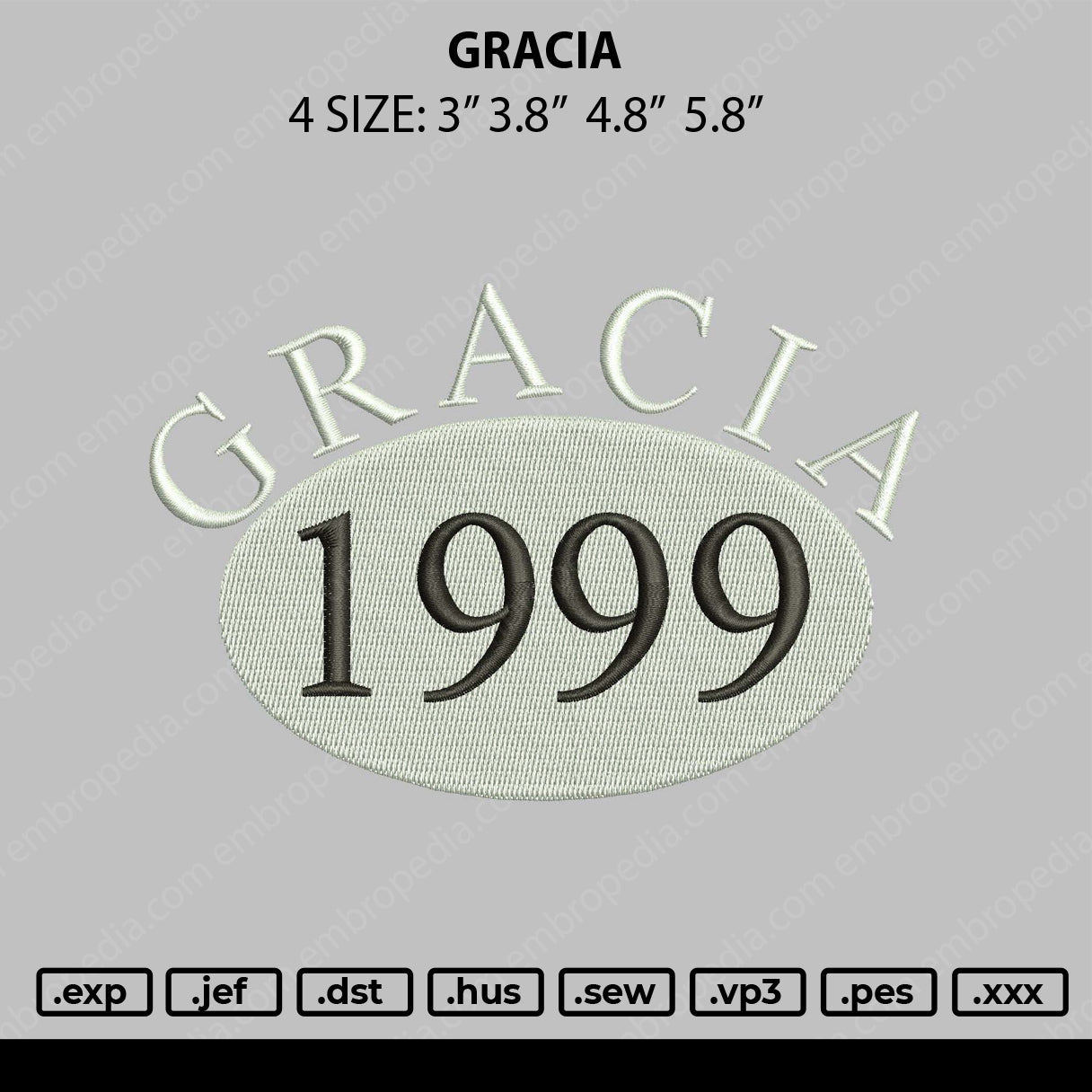 Gracia Embroidery File 4 size