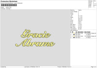 Gracie Text Embroidery File 6 sizes