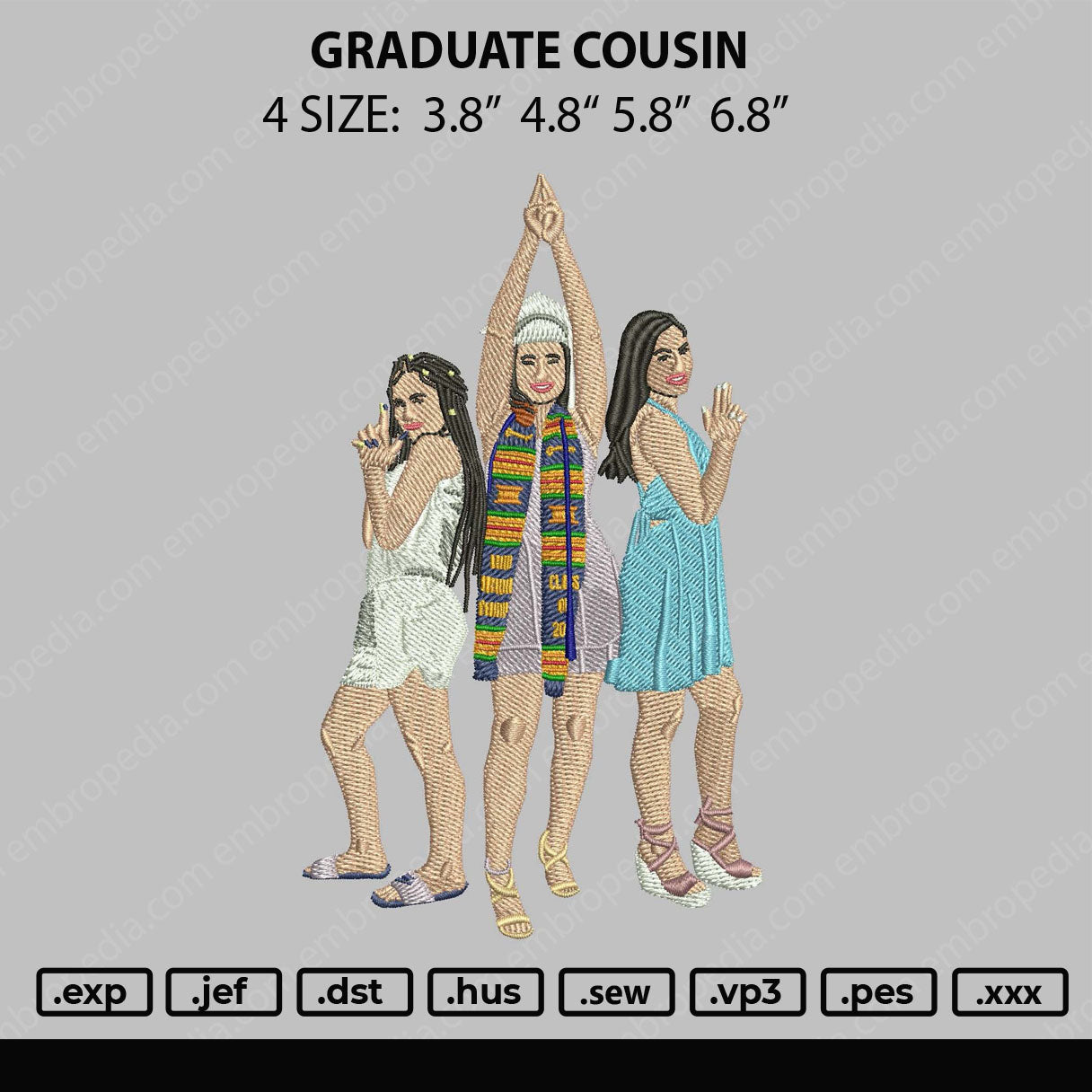 Graduate Cousin Embroidery File 4 size