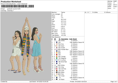 Graduate Cousin Embroidery File 4 size