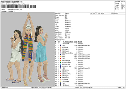 Graduate Cousin Embroidery File 4 size