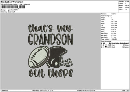 Grandsontext Embroidery File 6 sizes