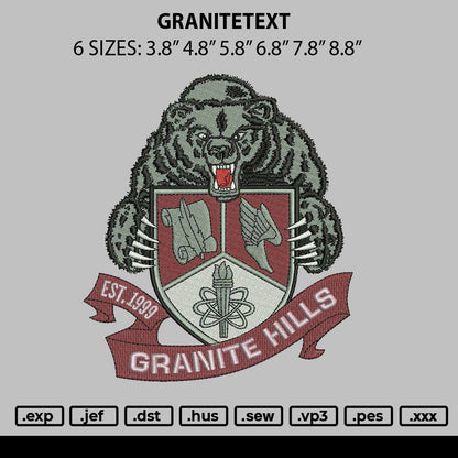 Granitetext Embroidery File 6 sizes