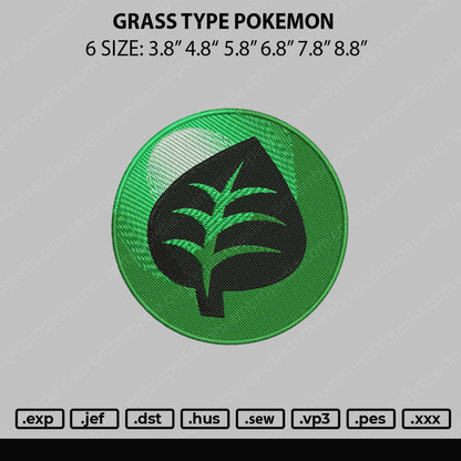 Grass Type Pokemon Embroidery File 6 sizes
