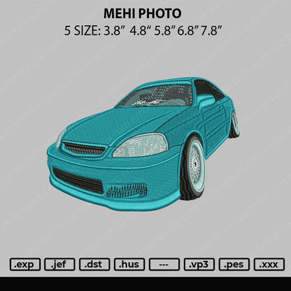 Green Car Embroidery File 5 sizes