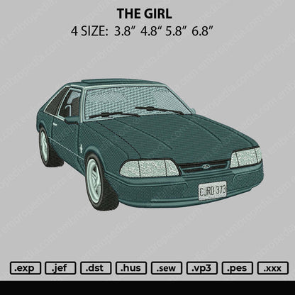 Green Car Embroidery File 4 size