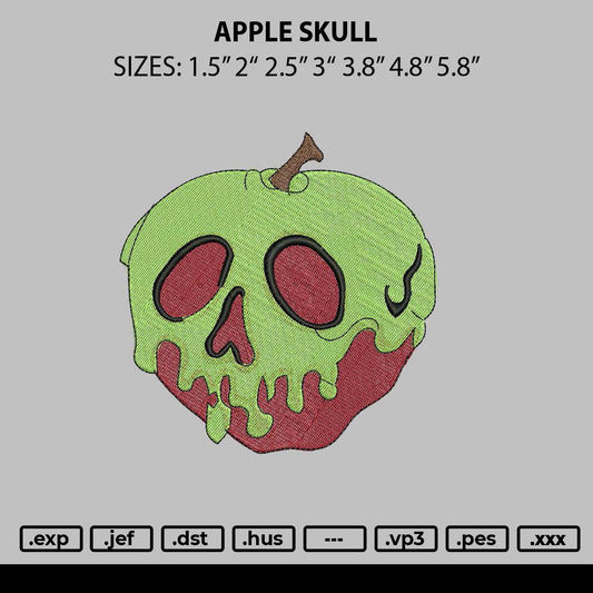 Apple Skull Embroidery File 6 sizes