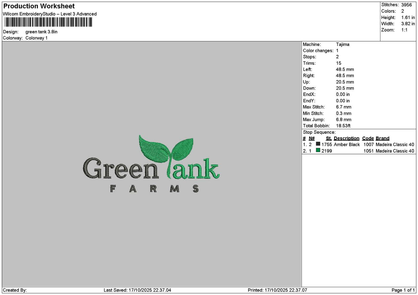 Greentext Embroidery File 6 sizes