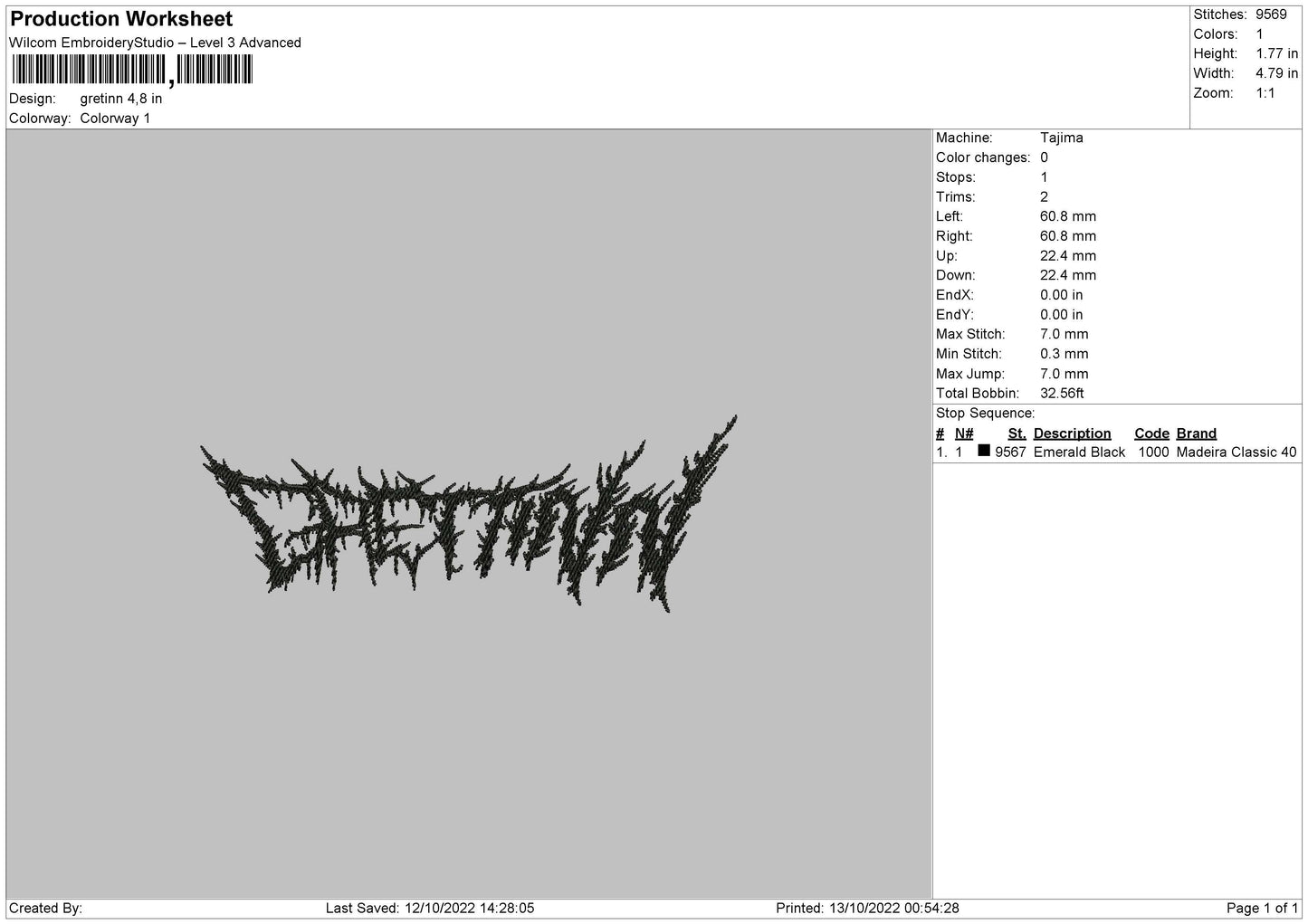Gretinn Emboidery File 6 sizes